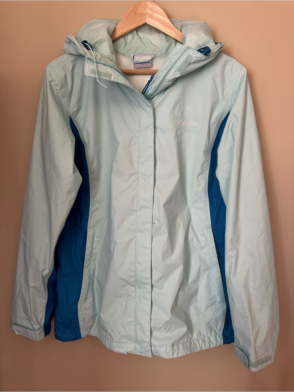 Columbia Blue Women’s Rain jacket Windbreaker Omnishield Sz L